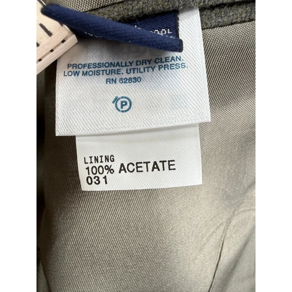 42L Lands End Mens 3 Button Pure Lambswool Blazer Sport Coat Jacket Gray/Green